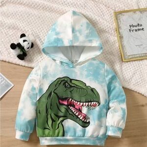 SHEIN Kids Dinosaur Hoodie - Blue and White